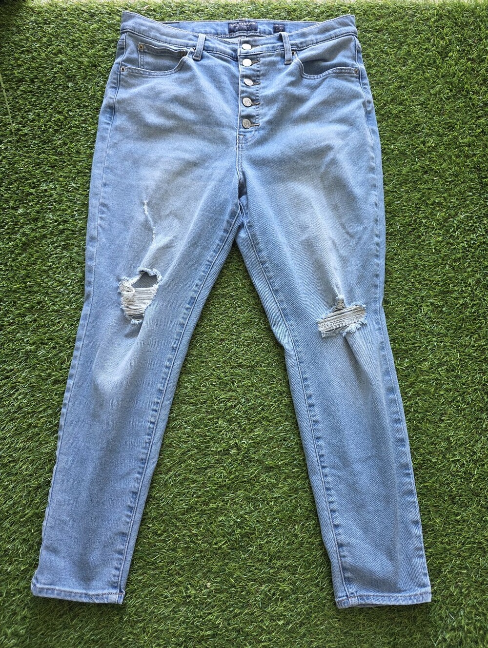 Lucky Brand Distressed Skinny Jeans Light Wash Button Fly Ankle Women's 16/33